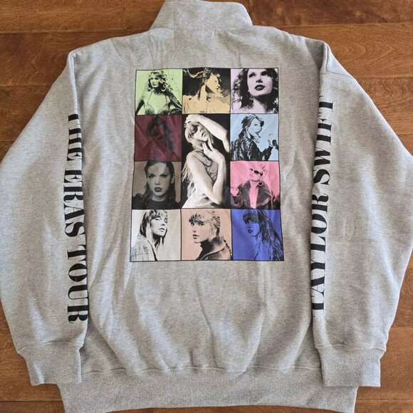 TAYLOR SWIFT | THE ERAS INTERNATIONAL TOUR GREY QUARTER ZIP |M|TTPD - Picture 1 of 7